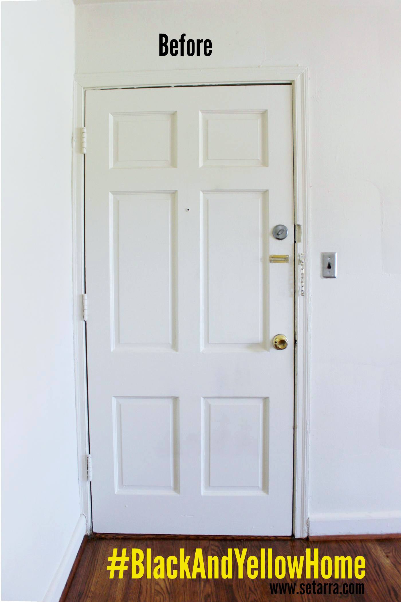 white painted door before