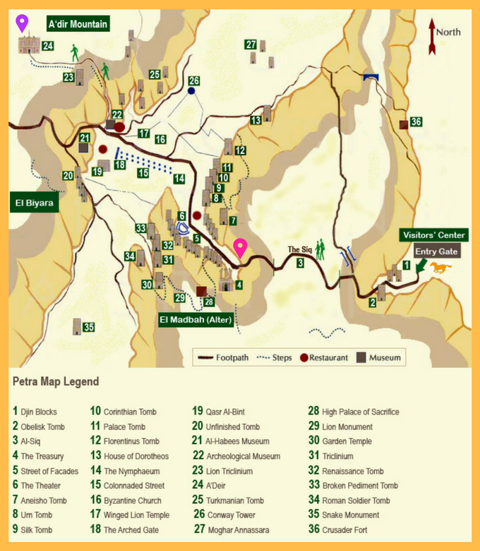 Ancient City Of Petra Map
